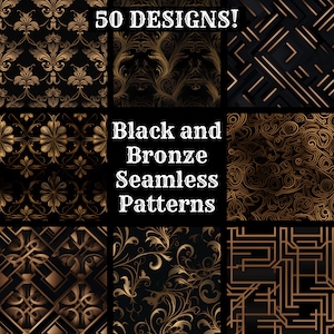 Black and Bronze Seamless Digital Paper, Printable Scrapbook Paper Seamless Textures, Digital Instant Download Black and Bronze Background