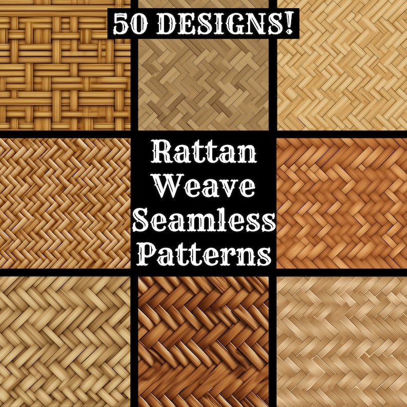 Rattan Weave Seamless Patterns, Digital Paper (PNG) - Etsy