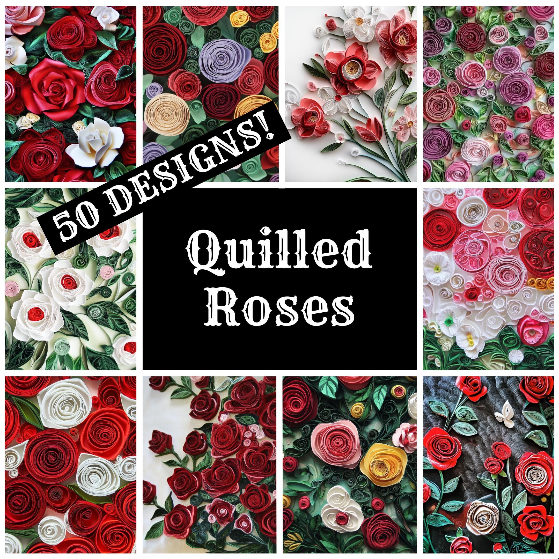 Quilled Roses Digital Paper: Vintage Journal Inserts (PNG, 8.5x11 In ...