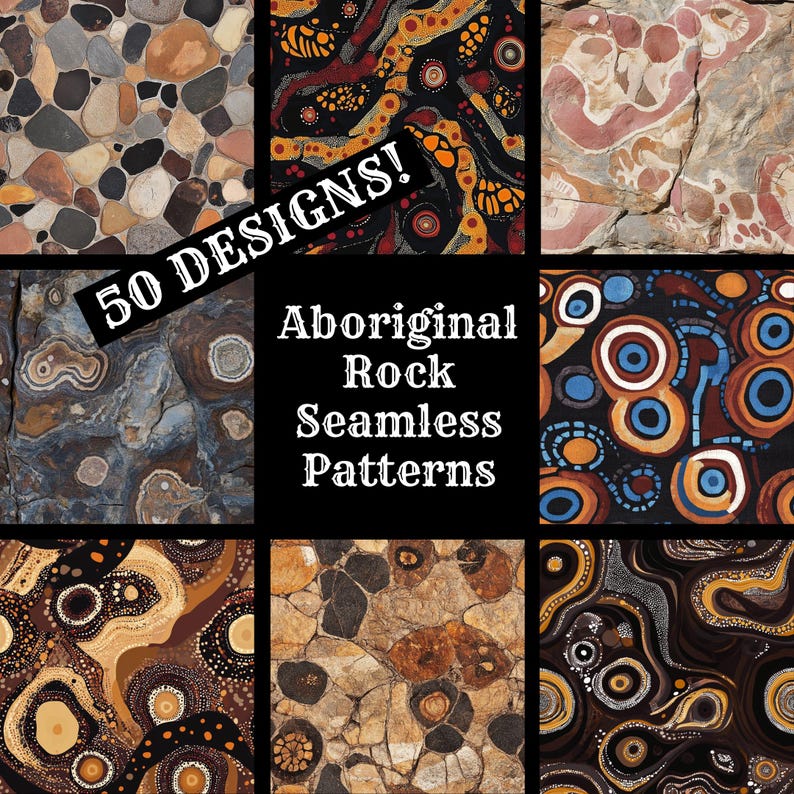 Aboriginal Rock Seamless Patterns: 50 PNG Digital Papers (digital ...