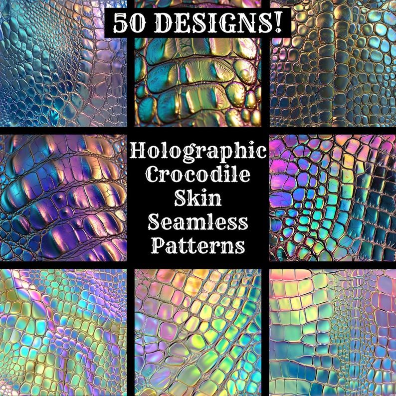 a collection of holographic skin seamless patterns