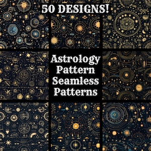 Astrology Pattern Seamless Digital Paper, Printable Scrapbook Paper Seamless Textures, Instant Download, Commercial Use Astrology Paper