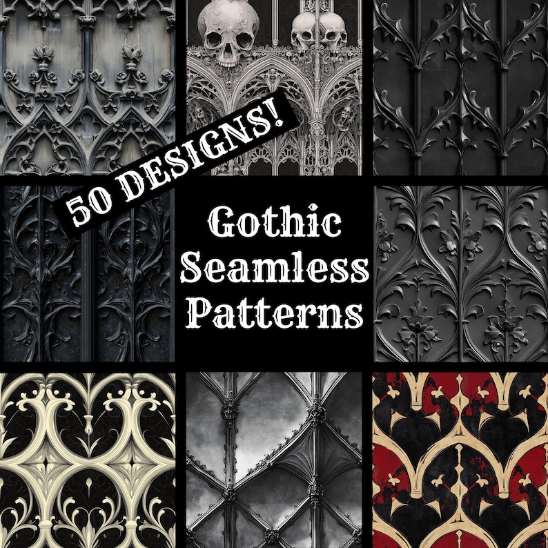 Gothic Seamless Patterns: Printable Scrapbook Paper (digital Download ...