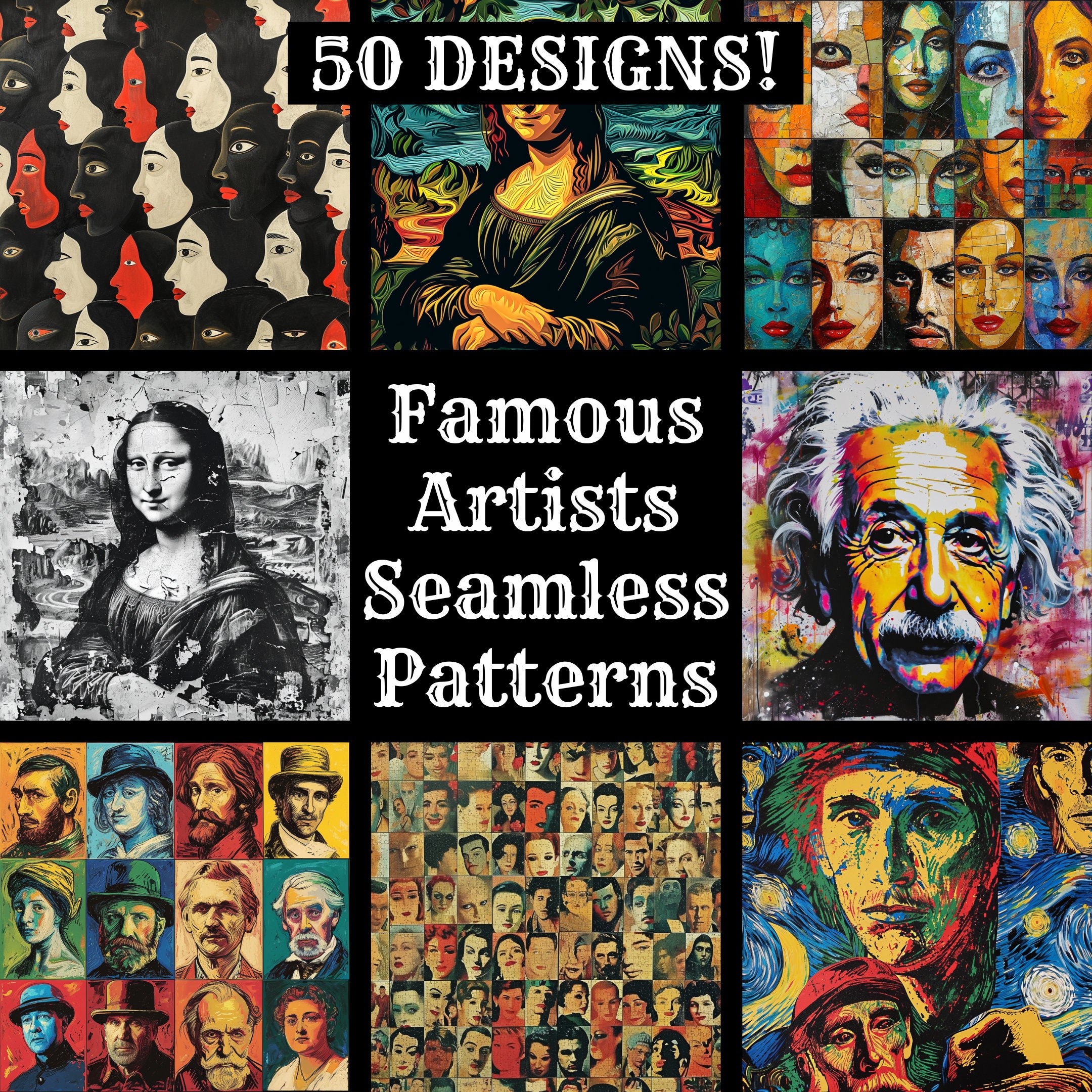 Famous Artists Seamless Patterns: Printable Digital Paper (digital ...