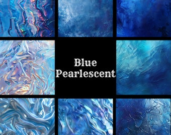 Blue Pearlescent Digital Paper: High-Resolution Scrapbook (Digital Download)