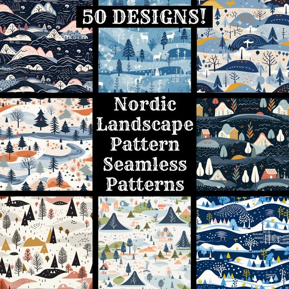 Nordic Landscape Seamless Pattern: Scrapbook Paper (Digital Download)