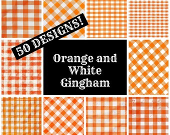 Orange Gingham Journal Paper: Vintage Scrapbook Printables (Digital Download)