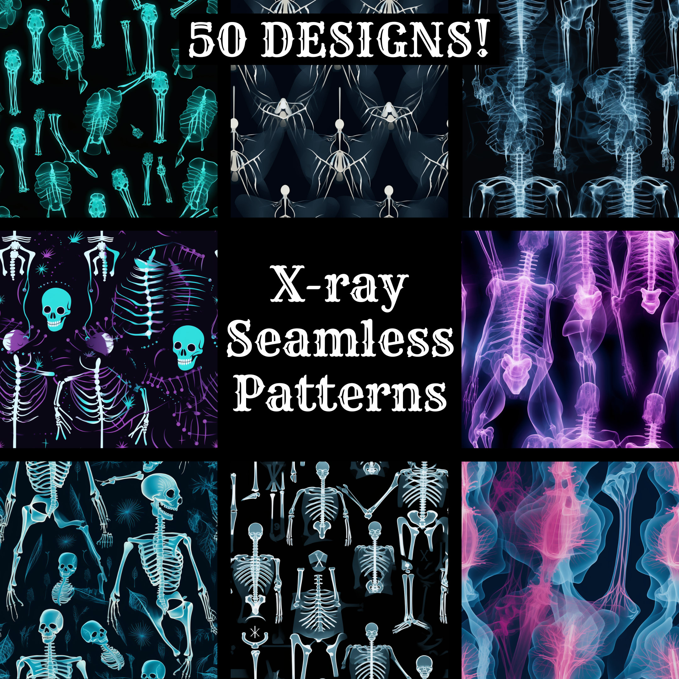 Xray Seamless Digital Paper, Printable Scrapbook Paper Seamless