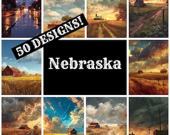Nebraska Digital Paper: Vintage Journal Inserts (50 PNG)