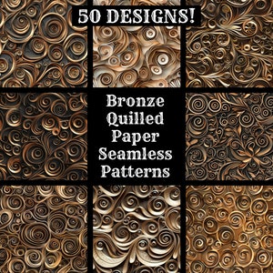 Bronze Quilled Paper Seamless Digital Paper, Bronze Quilled Paper ...