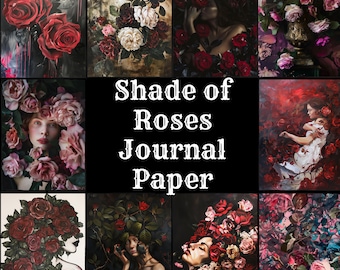 ヴィンテージローズジャーナルペーパー：印刷可能なスクラップブックペーパー（デジタルダウンロード）
