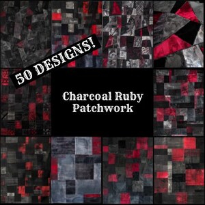 a black and red patchwork pattern with the words 50 designs