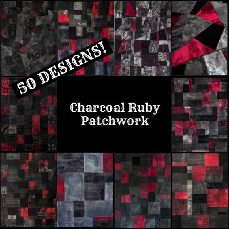 a black and red patchwork pattern with the words 50 designs