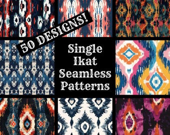 Ikat Seamless Pattern: Colorful Digital Paper (PNG, 300 dpi)