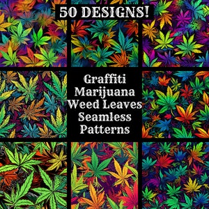 Graffiti Marihuana Unkraut Blätter nahtlose digitales Papier, druckbare Scrapbook Papier nahtlose Texturen, digitale Sofort Download Graffiti Unkraut