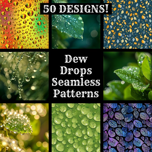 Dew Drops Seamless Digital Paper, Printable Scrapbook Paper Seamless Textures, Digital Instant Download Dew Drops Fabric Sublimation Pattern