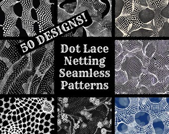 Dot Lace Netting Seamless Patterns: 50 PNG Digital Papers (Digital Download)
