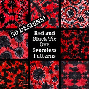 Papel digital sin costuras con efecto tie dye en rojo y negro, papel para álbumes de recortes imprimible con texturas sin costuras, descarga digital instantánea