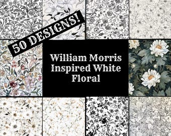 William Morris Inspired Floral Paper: Vintage Journal Inserts (Digital Download)