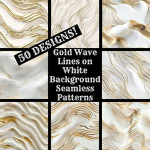 Gold Wellenlinien auf weißem Hintergrund nahtlose digitales Papier, Gold Linien druckbare Scrapbook Papier nahtlose Texturen, digitale Sofort Download