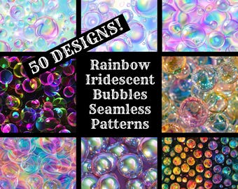 Rainbow Iridescent Bubbles Seamless Pattern (Digital Download)