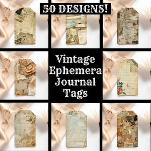 Vintage Ephemera Journal Tags, Vintage Ephemera Printable Tags Ephemera Image, Vintage Ephemera Journal Supplies, Journal Inserts, Gift Tags