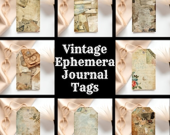 Vintage Ephemera Journal Tags: Printable Scrapbook Inserts (Digital Download)