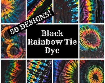 Black Rainbow Tie Dye Journal Paper: Vintage Scrapbook (Digital Download)