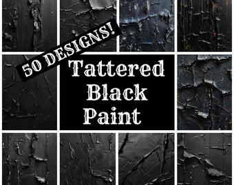 Tattered Black Paint Digital Paper: Vintage Journal Inserts (PNG)
