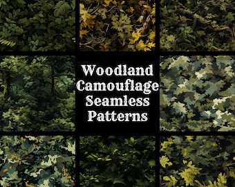 Woodland Camouflage Seamless Digital Paper, Printable Scrapbook Paper Seamless Textures, Instant Download, Commercial Use Camouflage Pattern