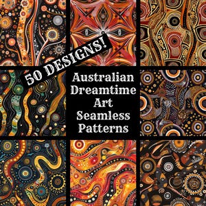 Australische Dreamtime Kunst nahtloses digitales Papier, druckbare Scrapbook Papier nahtlose Texturen, digitaler Sofort Download