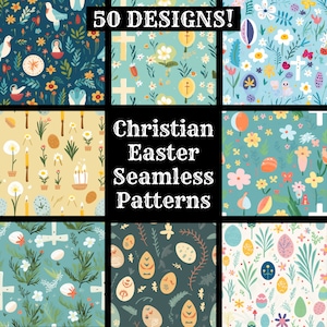 Christian Easter Seamless Digital Paper, Printable Scrapbook Paper Seamless Textures, Digital Instant Download Seamless Christian Easter