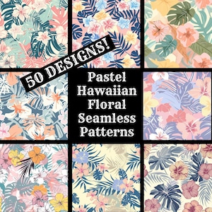 Pastell Hawaiian Floral nahtlose digitales Papier, Pastell Hawaiian Floral druckbare Scrapbook Papier nahtlose Texturen, digitale Sofort Download