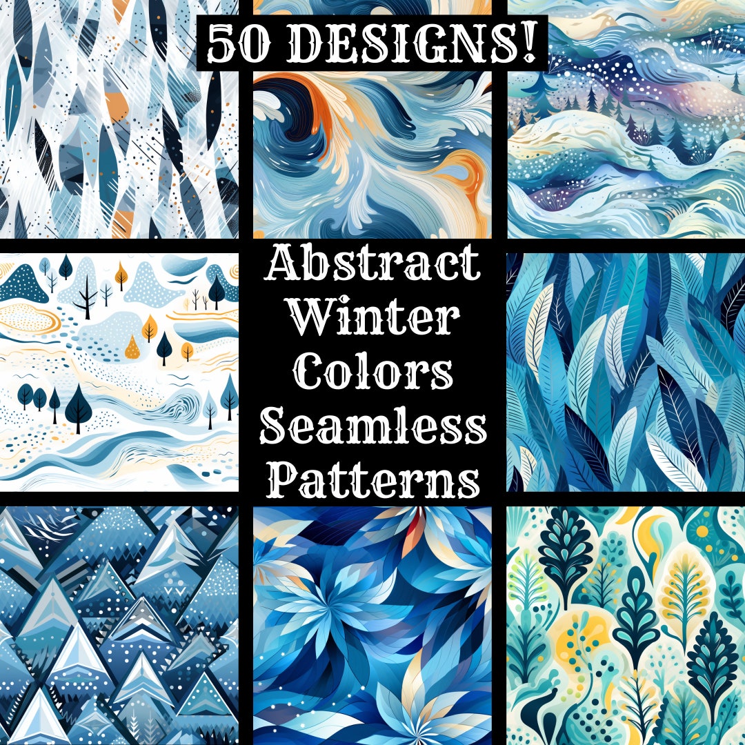 Abstract Pattern Winter Abstract Winter Seamless Pattern: 50 PNG Digital Papers (digital ...