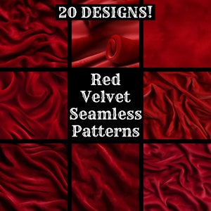 Red Velvet Seamless Paper Textures: Printable Scrapbook Designs (Digital Download)