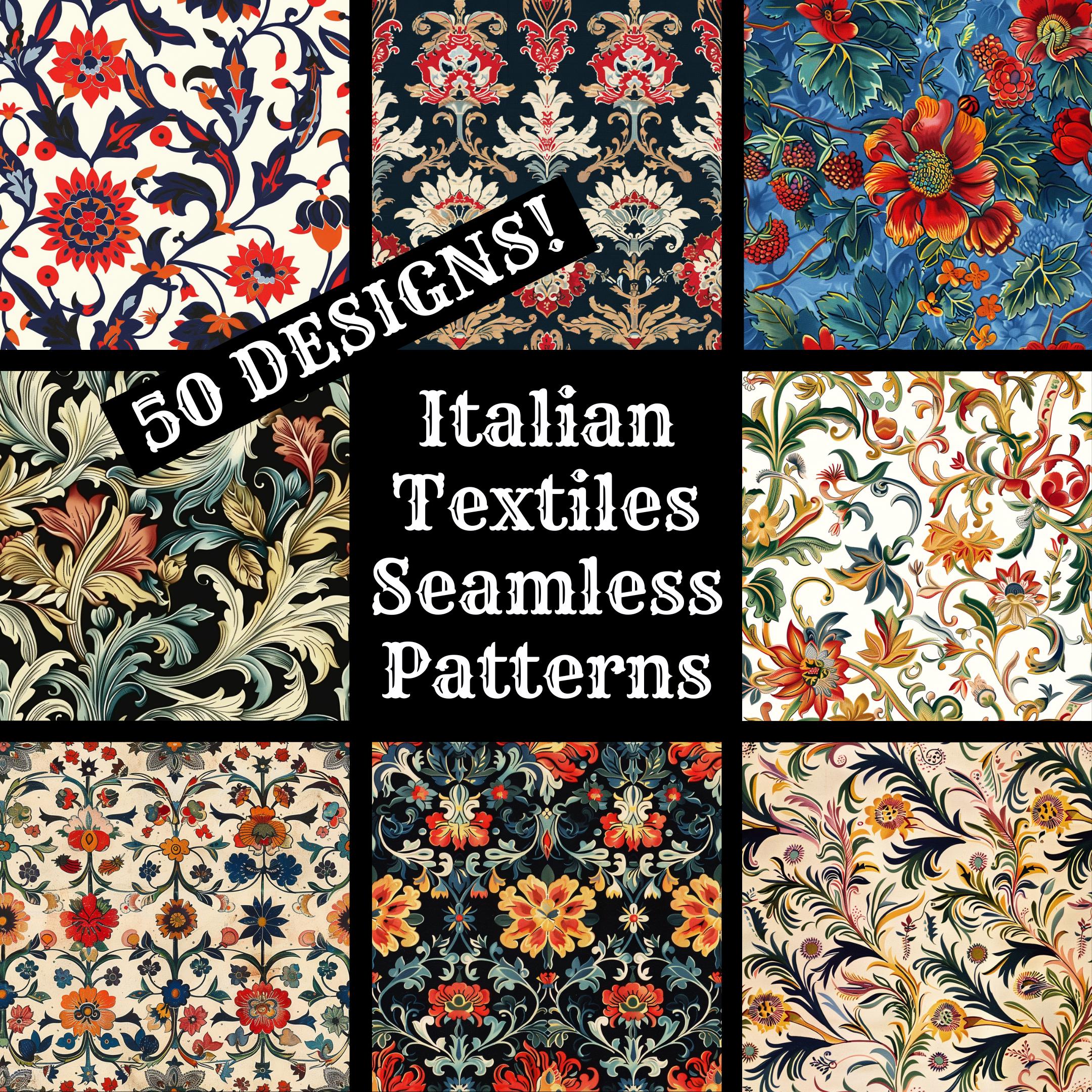 Italian Textiles Pattern Italian Textile Patterns: Seamless Scrapbook Paper (digital Download ...