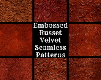Embossed Russet Velvet Seamless Pattern: Digital Paper (PNG)