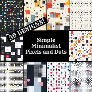 Pixels et points minimalistes simples, papier numérique transparent, textures transparentes de papier de scrapbooking imprimable minimaliste, téléchargement numérique instantané