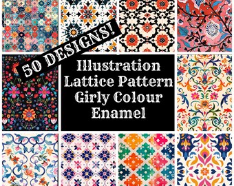 Lattice Pattern Digital Paper: Girly Enamel Illustration (PNG, 8.5x11 in) (Digital Download)