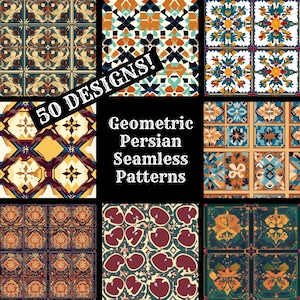 Geometrisch Perzisch naadloos digitaal papier, afdrukbaar plakboek, naadloze texturen, digitale Instant Download