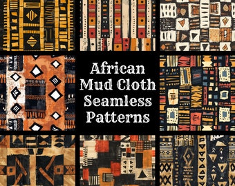 African Mud Cloth Seamless Patterns: Digital Paper (PNG)