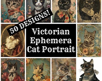 Victorian Cat Portrait Ephemera: Journal Paper (Digital Download)