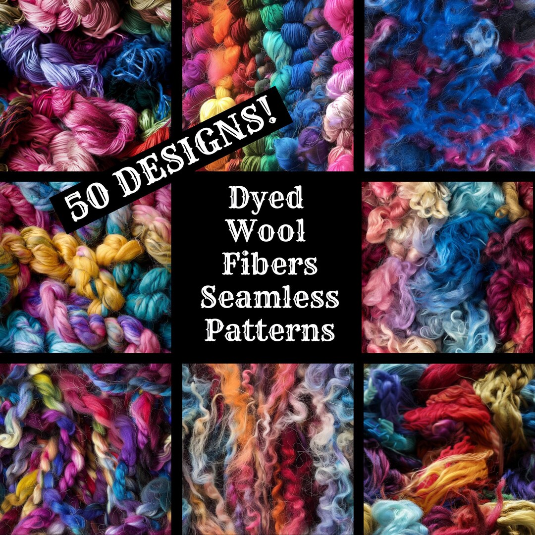 Dyed Wool Fibers Seamless Patterns: Colorful Digital Paper (digital ...