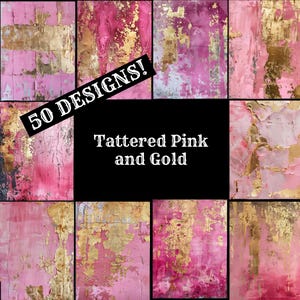 Tattered Pink and Gold Journal Paper: Vintage Scrapbook (Digital Download)
