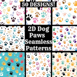 2D Hund Pfoten nahtlose digitales Papier, druckbare Scrapbook Papier nahtlose Texturen digitale Sofort-Download Hundepfoten Sublimation Hund Pfoten wickeln