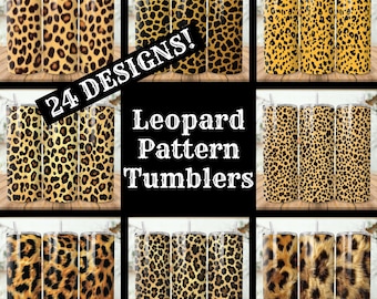 Paquete de envolturas para vasos de leopardo: diseños de sublimación para vasos delgados de 20 oz (descarga digital)