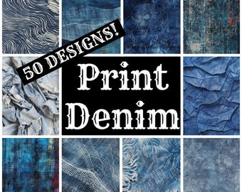 Print Denim Journal Paper: Vintage Scrapbook Inserts (Digital Download)