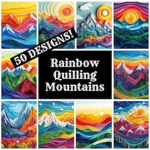 Papier pour carnet de notes montagnes Quilling arc-en-ciel, papier imprimable montagnes quilling arc-en-ciel, fournitures pour journal montagnes quilling arc-en-ciel, encarts de carnet