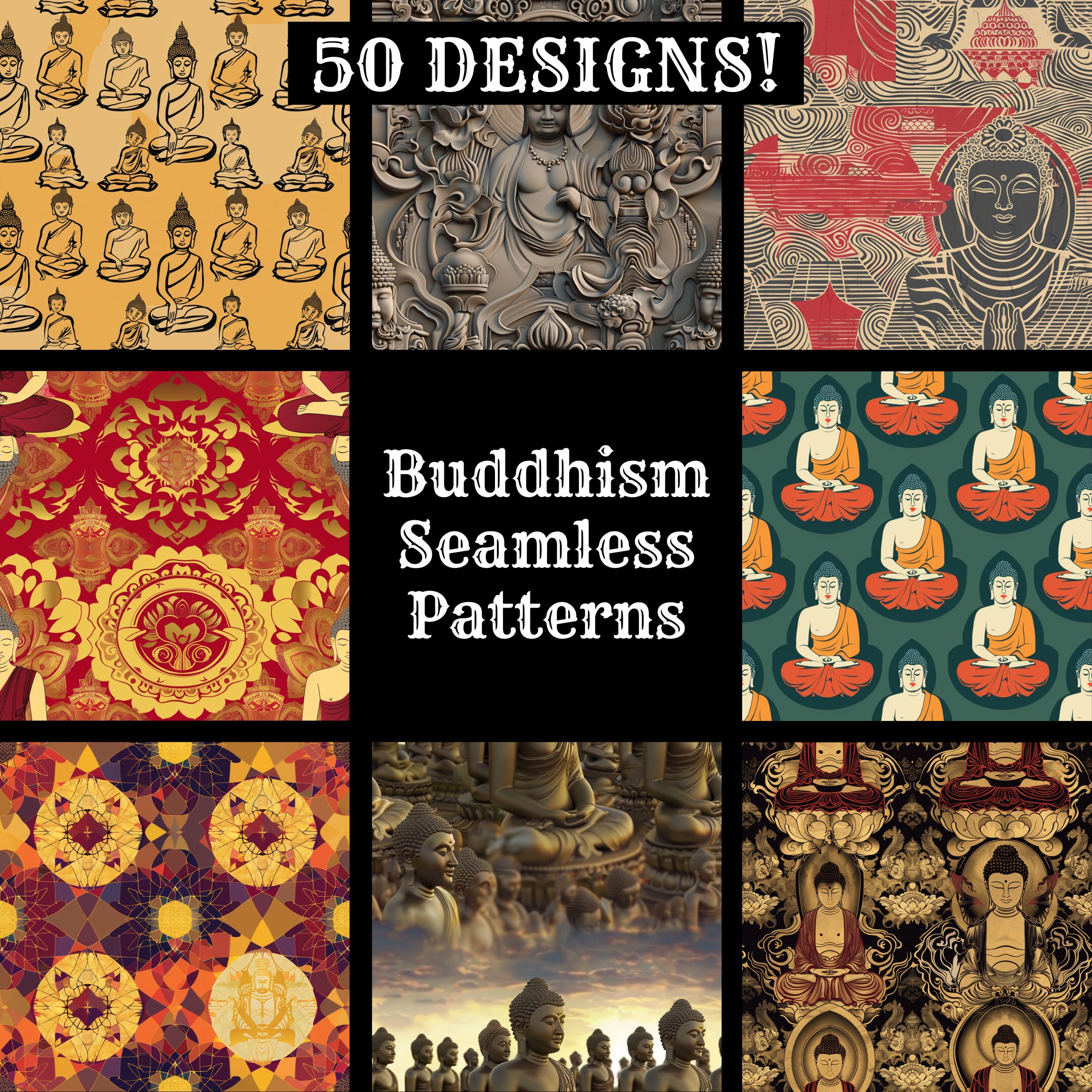 Buddhism Seamless Pattern: Scrapbook Paper Textures (digital Download ...