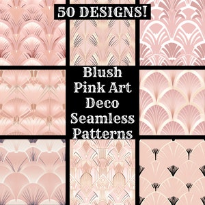 Blush rosa Art-Deco-nahtlose digitale Papier, druckbare Scrapbook Papier nahtlose Texturen, digitale Sofort-Download rosa Art-Deco-Hintergrund